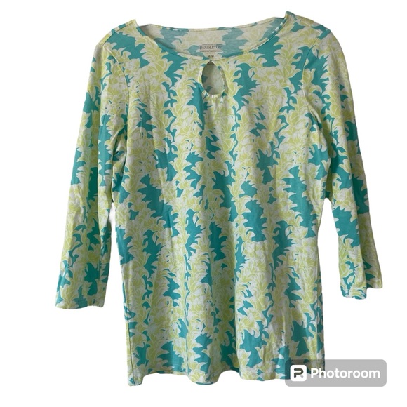 Pendleton long sleeve 100% cotton T-shirt. Turquoise and lime green. Size M - Picture 1 of 9